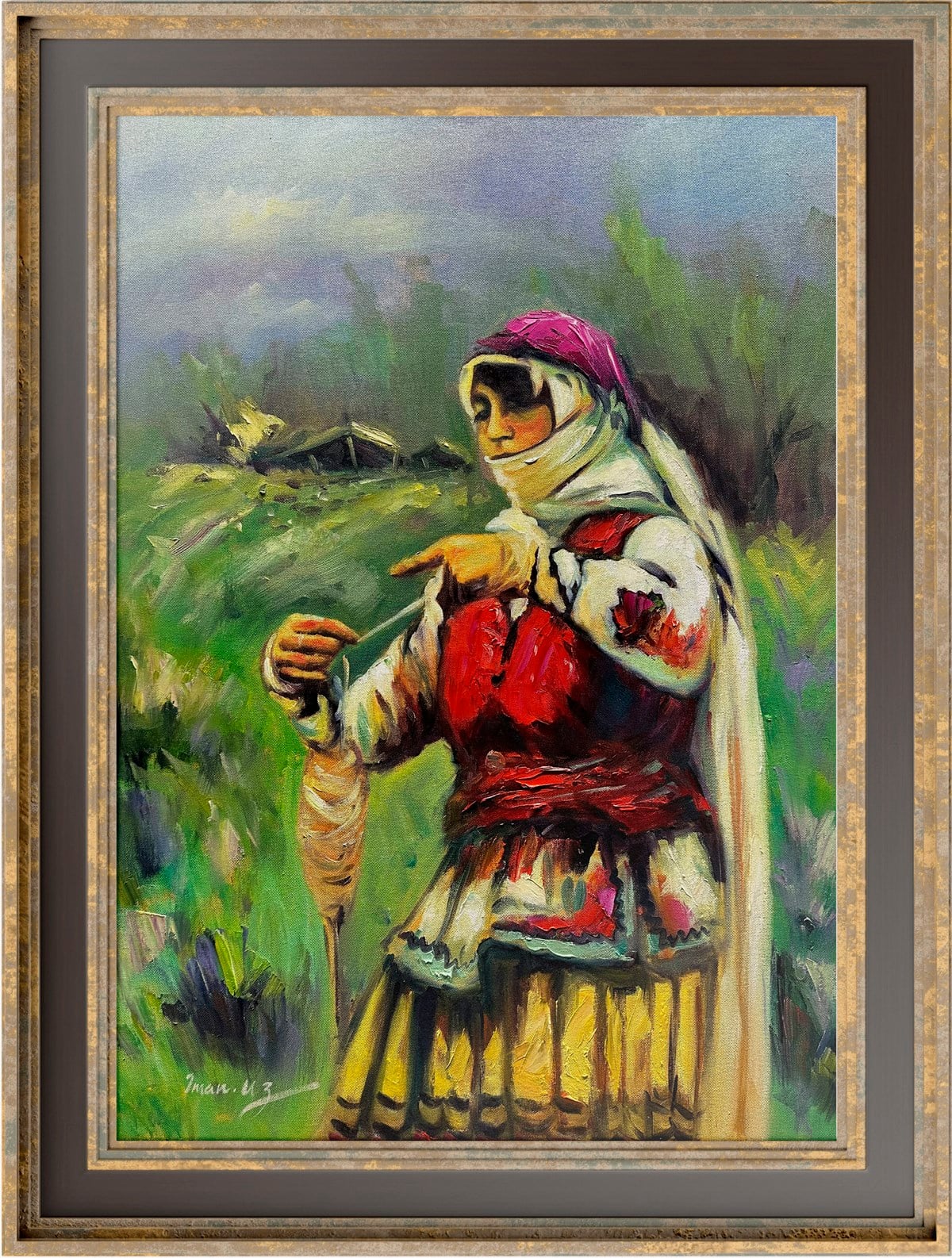 Anadolu temalı tablolarYün Eğiren Kadın Yağlı Boya Tablo