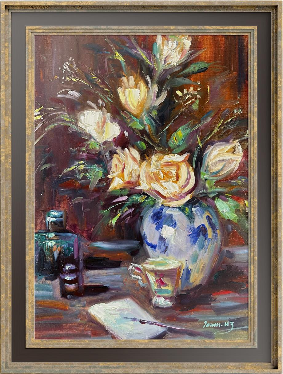 Çiçek TablolarıSaksı'da Çiçek Naturemort Tablo