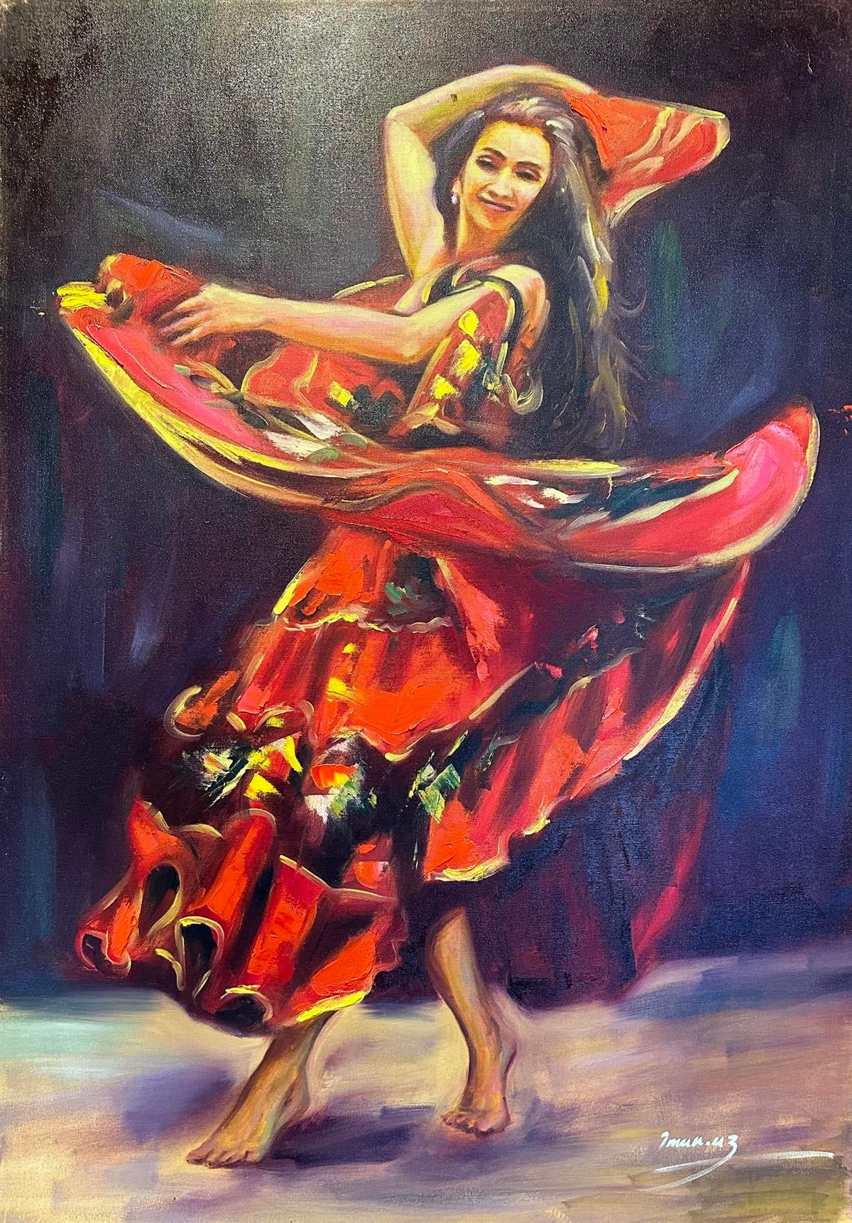 Figüratif TablolarRaks Eden Kadın Yağlı Boya Tablo 16965356
