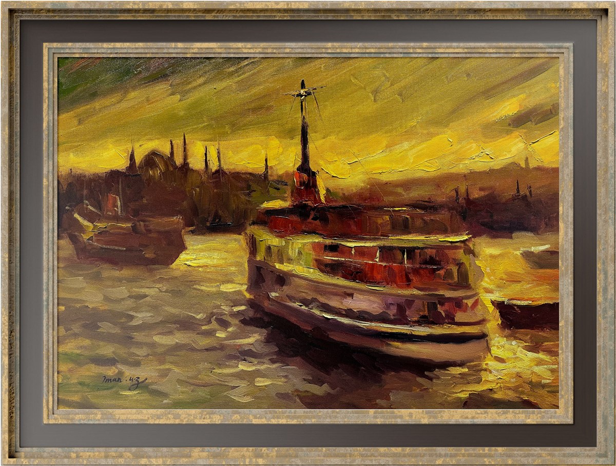 İstanbul temalı tablolarBoğaz'da Gemiler Yağlı Boya Tablo