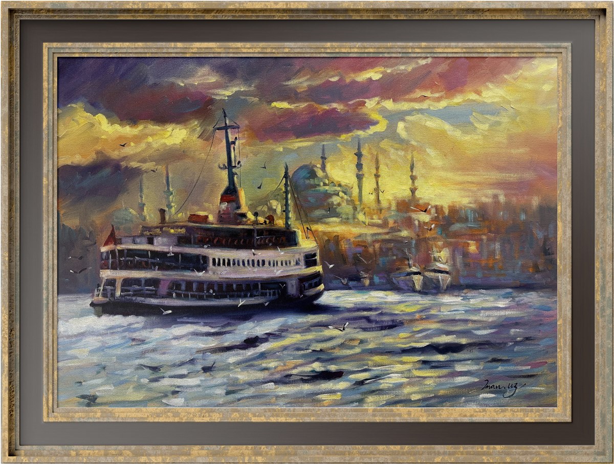 İstanbul temalı tablolarBoğaz'da Vapur Yağlı Boya Tablo