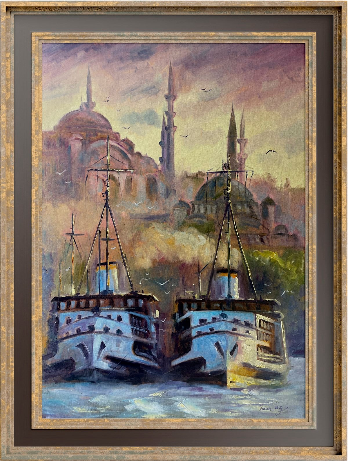 İstanbul temalı tablolarBoğaz'da Vapurlar Yağlı Boya Tablo