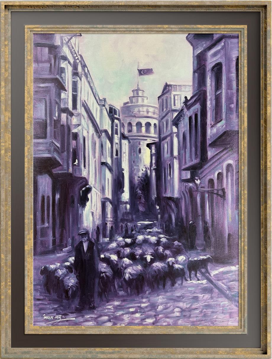 İstanbul temalı tablolarEski Galata Yağlı Boya Tablo
