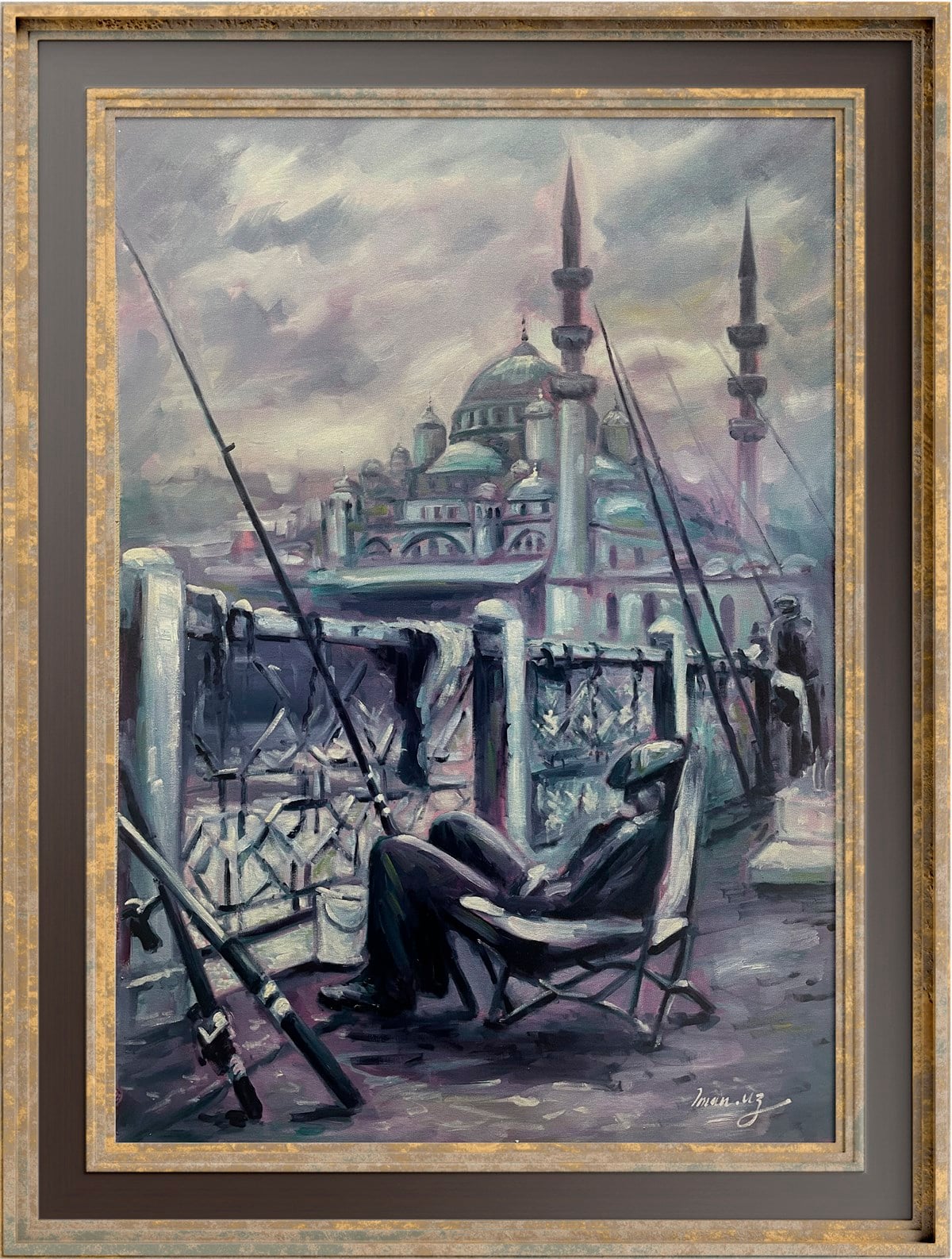 İstanbul temalı tablolarGalata Köprüsü Balıkçıları Yağlı Boya Tablo