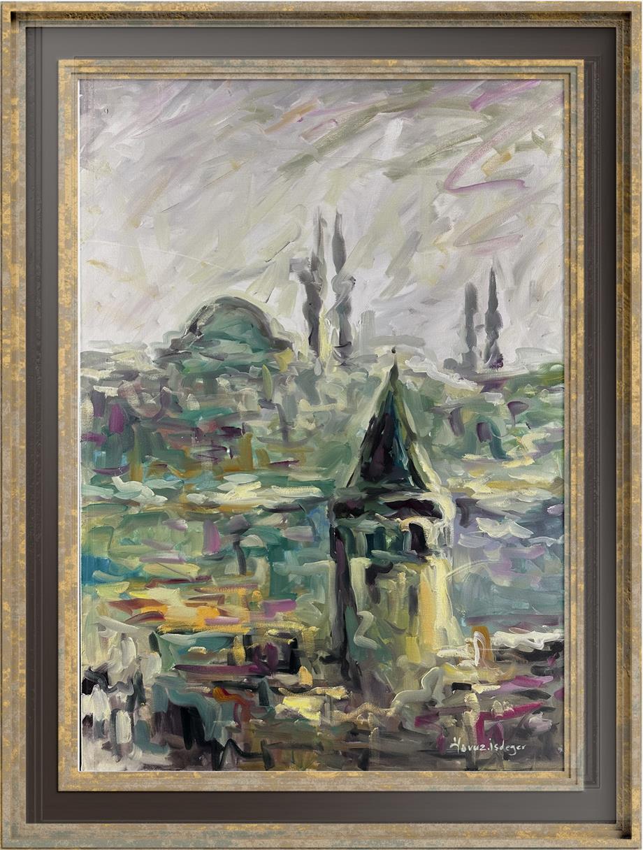 İstanbul Temalı Tablolar,Soyut ve Modern TablolarGalata'dan Süleymaniye Modern Yağlı Boya Tablo