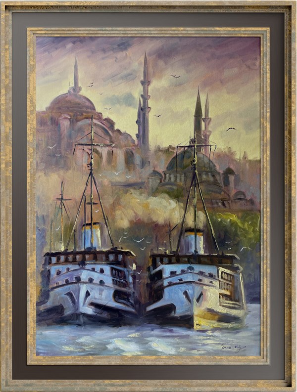 İstanbul temalı tablolarBoğaz'da Vapurlar Yağlı Boya Tablo
