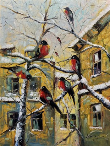 İstanbul temalı tablolarDalda ki Kuşlar Yağlı Boya Tablo
