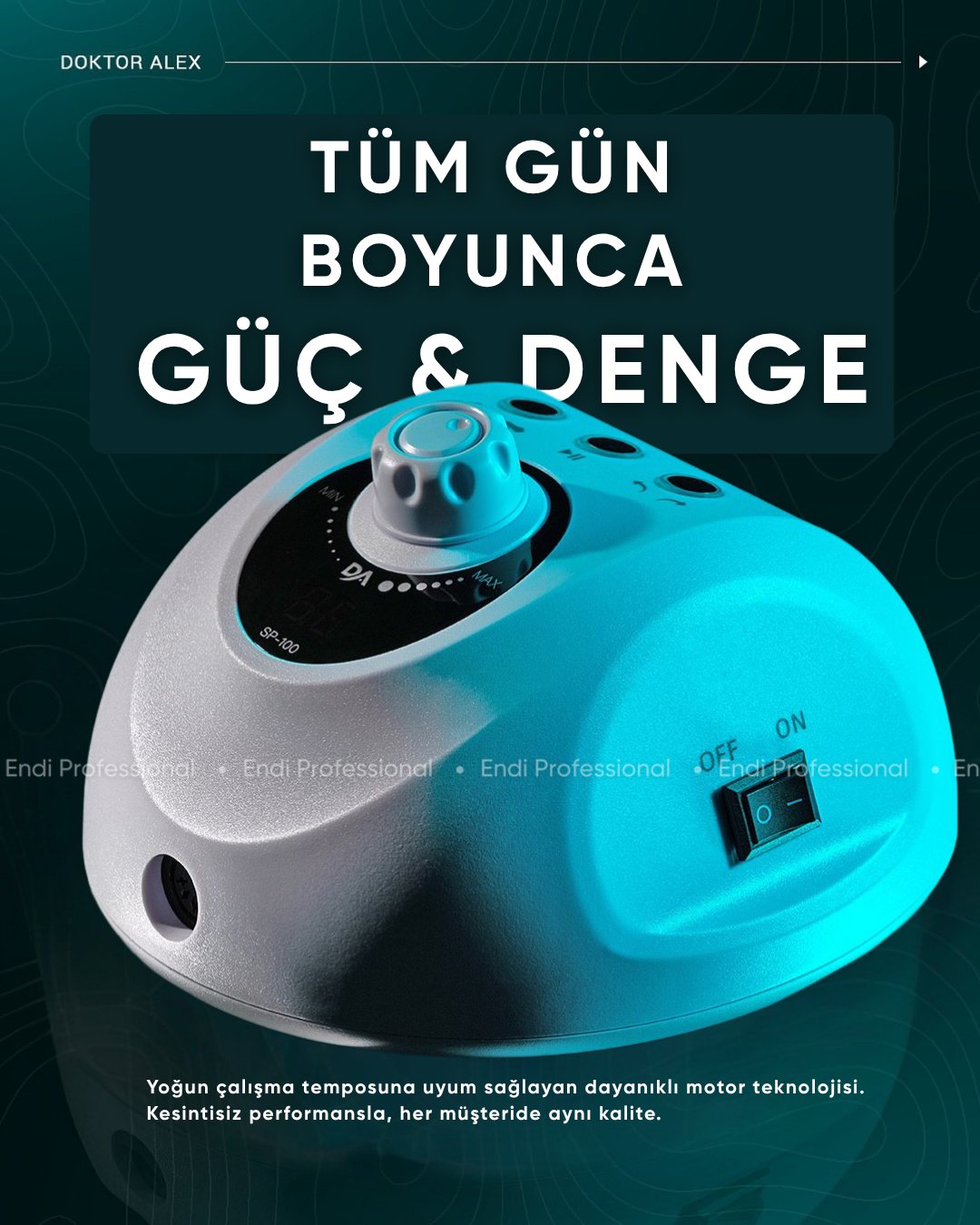 Dr. Alex SP-100 Profesyonel Manikür ve Pedikür Cihazı – 100W, 45.000 Devir, 32V, Beyaz Renk