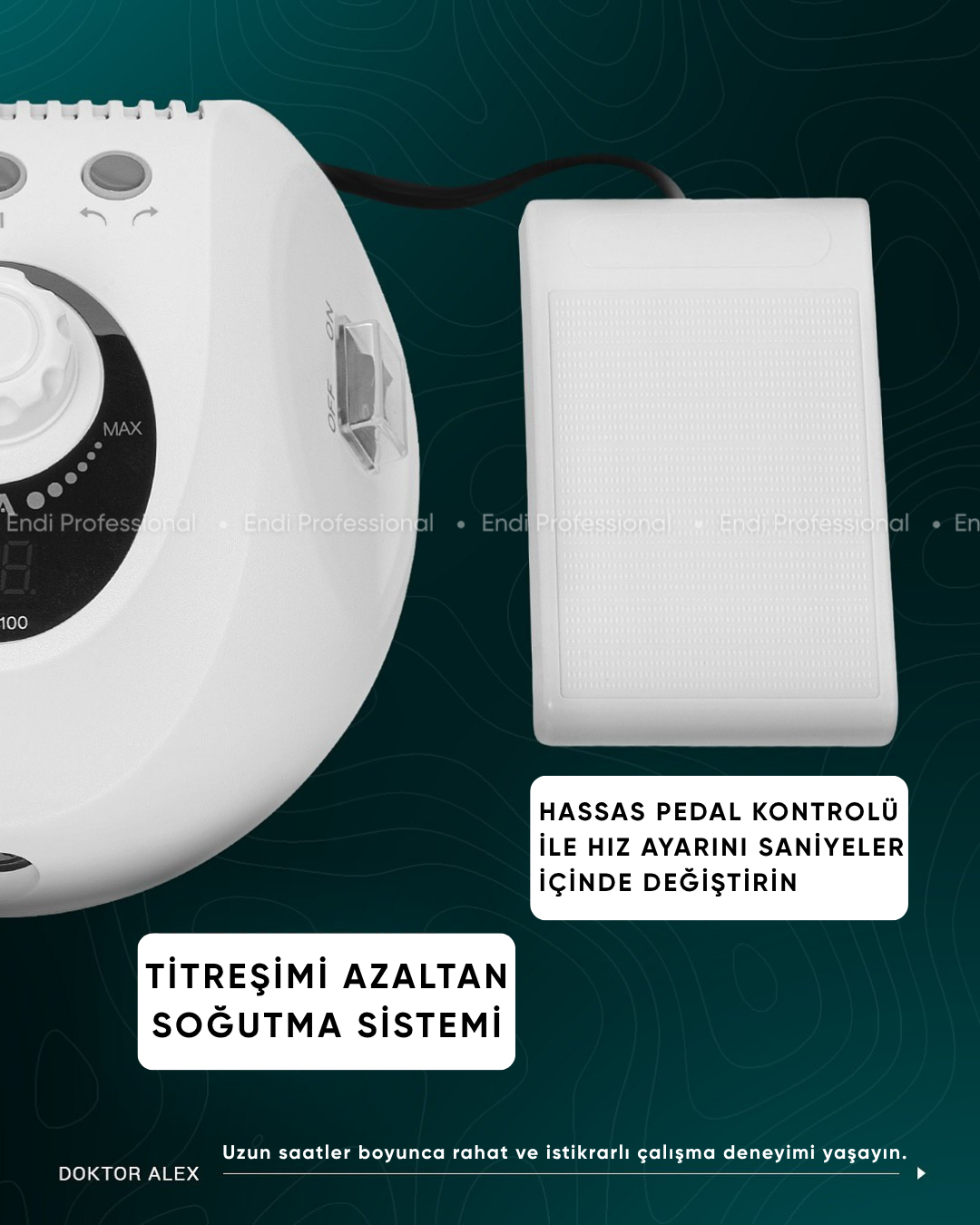 Dr. Alex SP-100 Profesyonel Manikür ve Pedikür Cihazı – 100W, 45.000 Devir, 32V, Beyaz Renk