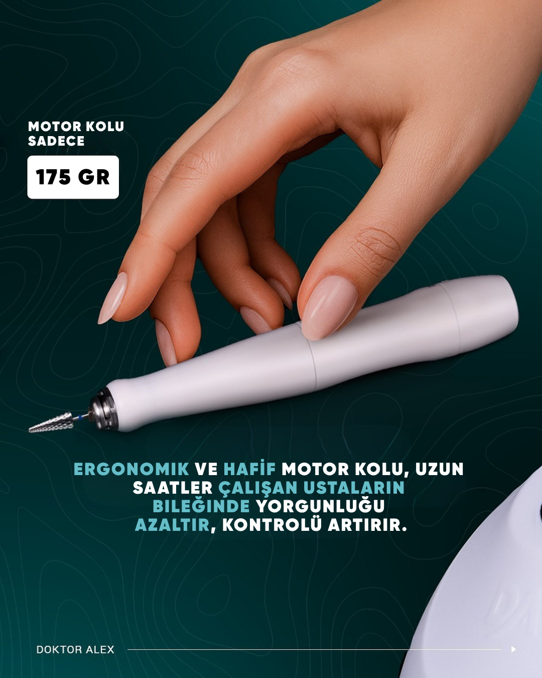 Dr. Alex SP-110 Profesyonel Manikür ve Pedikür Cihazı – 100W, 45.000 Devir, 32V, Pedalsız Model