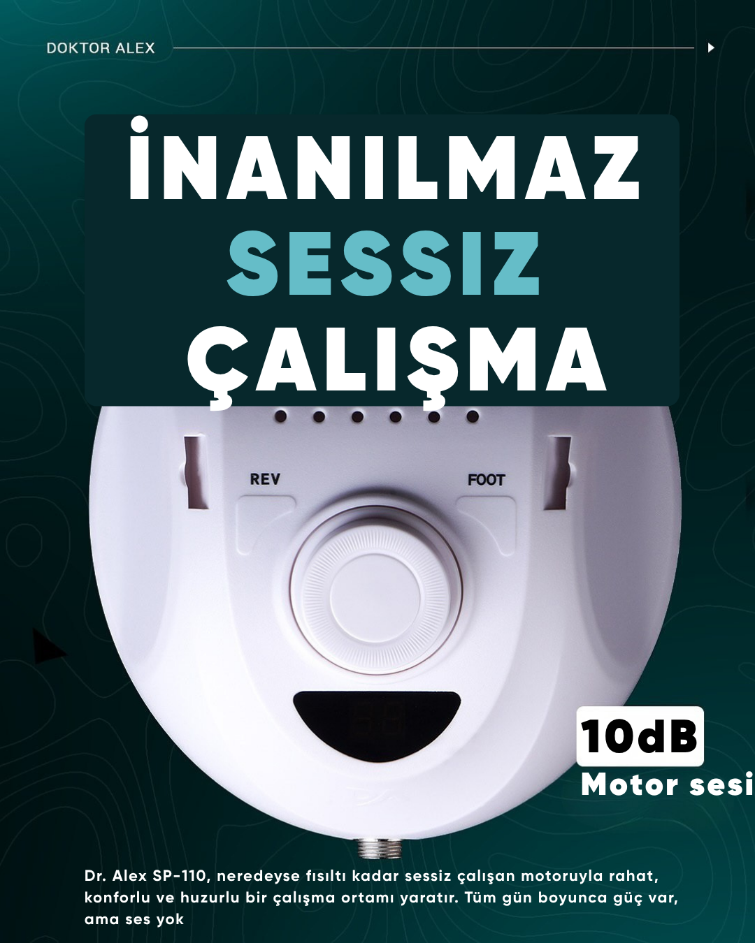 Dr. Alex SP-110 Profesyonel Manikür ve Pedikür Cihazı – 100W, 45.000 Devir, 32V, Pedalsız Model