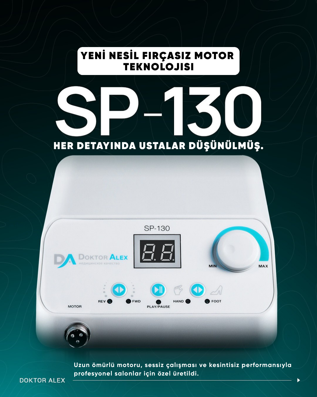 Dr. Alex SP-130 Profesyonel Manikür ve Pedikür Cihazı – 130W, 50.000 Devir, 32V, Sessiz ve Güçlü Motor