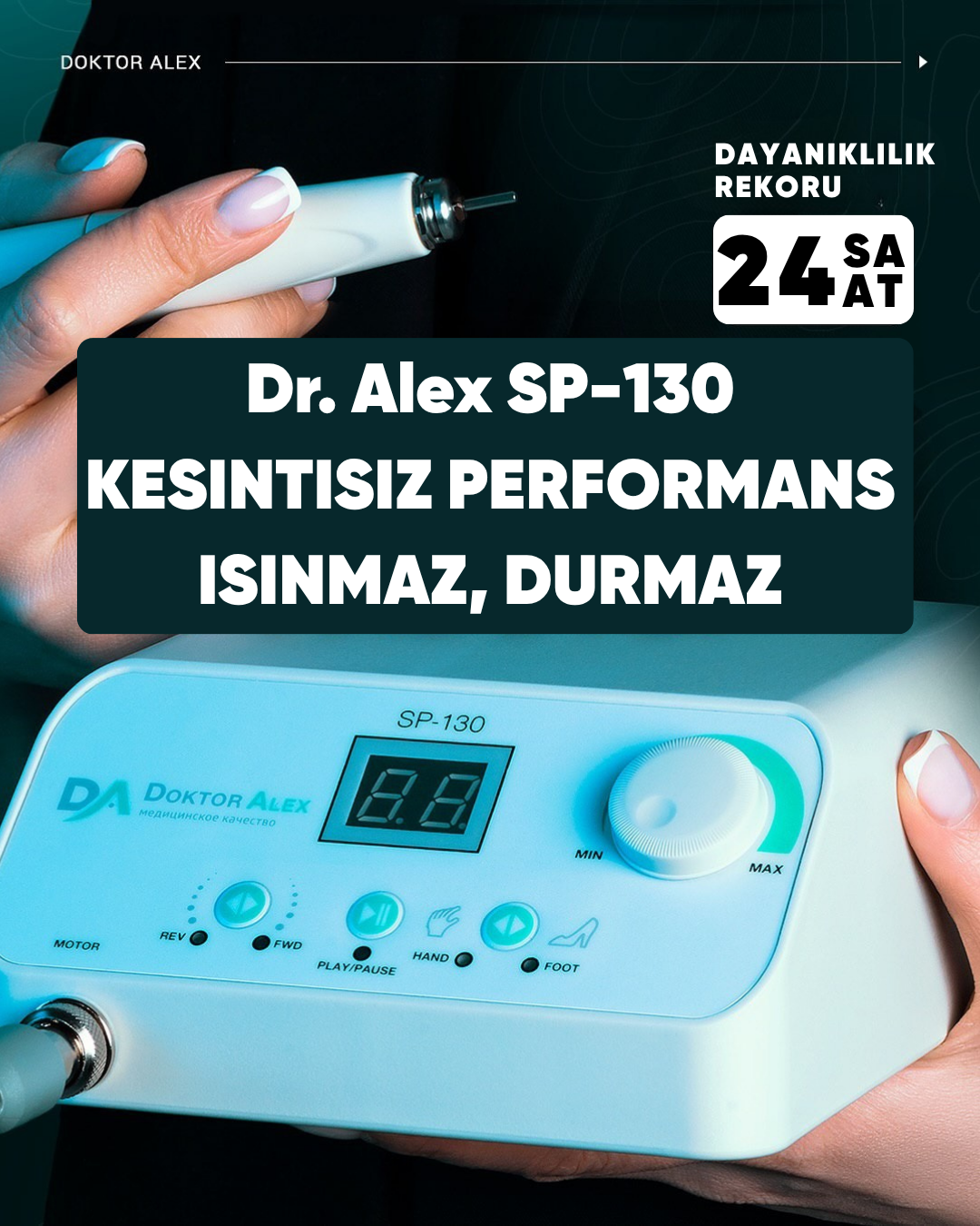 Dr. Alex SP-130 Profesyonel Manikür ve Pedikür Cihazı – 130W, 50.000 Devir, 32V, Sessiz ve Güçlü Motor
