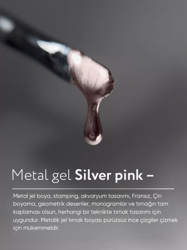 Jel boya sıvı metal Silver Pink ayna efekti veren 5 gr