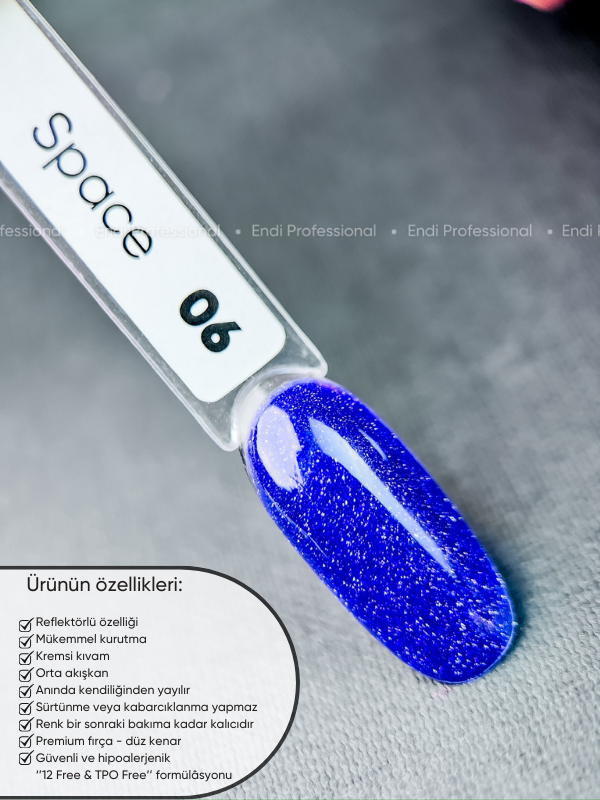 Kalıcı oje Işığı yansıtan serisi 15 ml Space 06