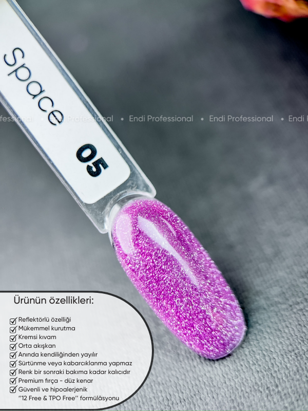 Kalıcı oje Işığı yansıtan serisi 15 ml Space 05