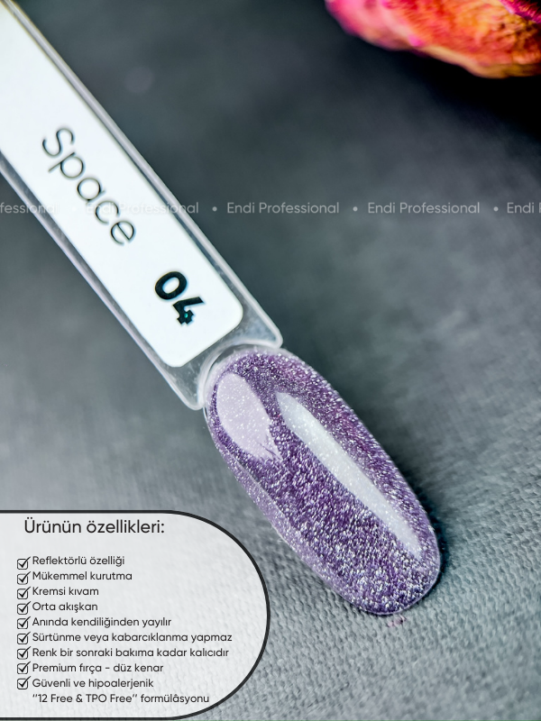 Kalıcı oje Işığı yansıtan serisi 15 ml Space 04