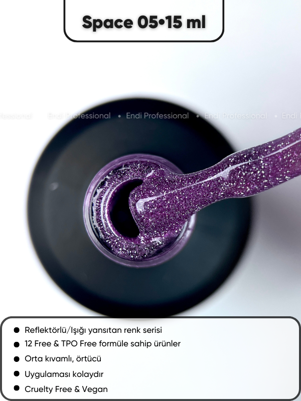Kalıcı oje Işığı yansıtan serisi 15 ml Space 05