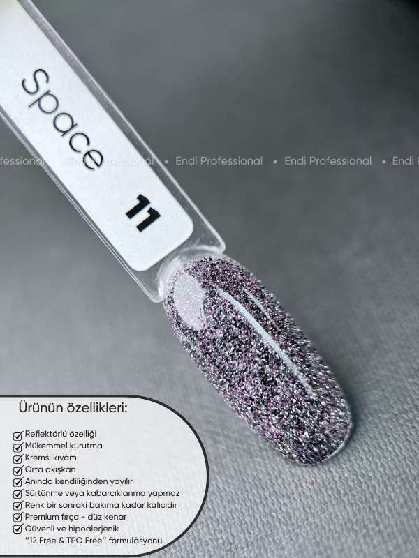 Kalıcı oje Işığı yansıtan serisi 15 ml Space 11
