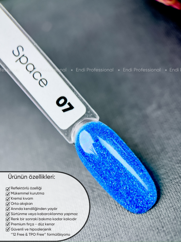 Kalıcı oje Işığı yansıtan serisi 15 ml Space 07