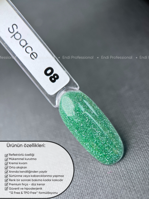 Kalıcı oje Işığı yansıtan serisi 15 ml Space 08
