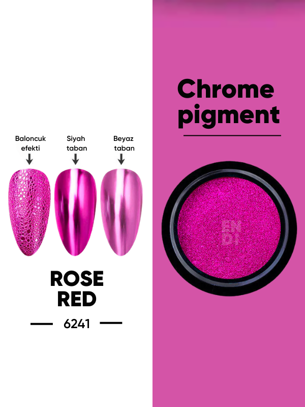 Krom metalik pigment tozu ayna efekti Rose Red 27