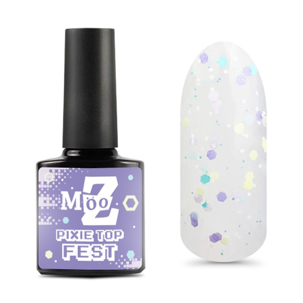 Renkli konfeti Pixie Fest top coat Parlak No wipe 9 ml