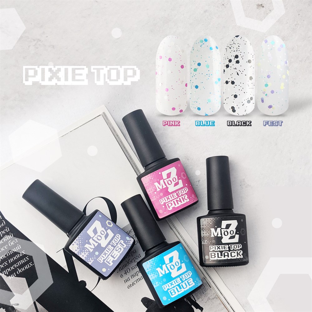 Renkli konfeti Pixie Pink top coat Parlak No wipe 9 ml