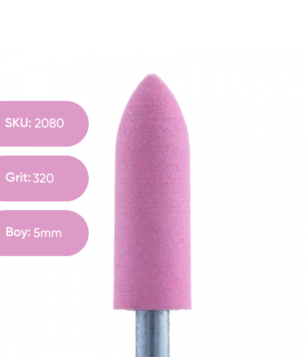 Silikon Parlatıcı Koni, 5mm Pembe 320 grit