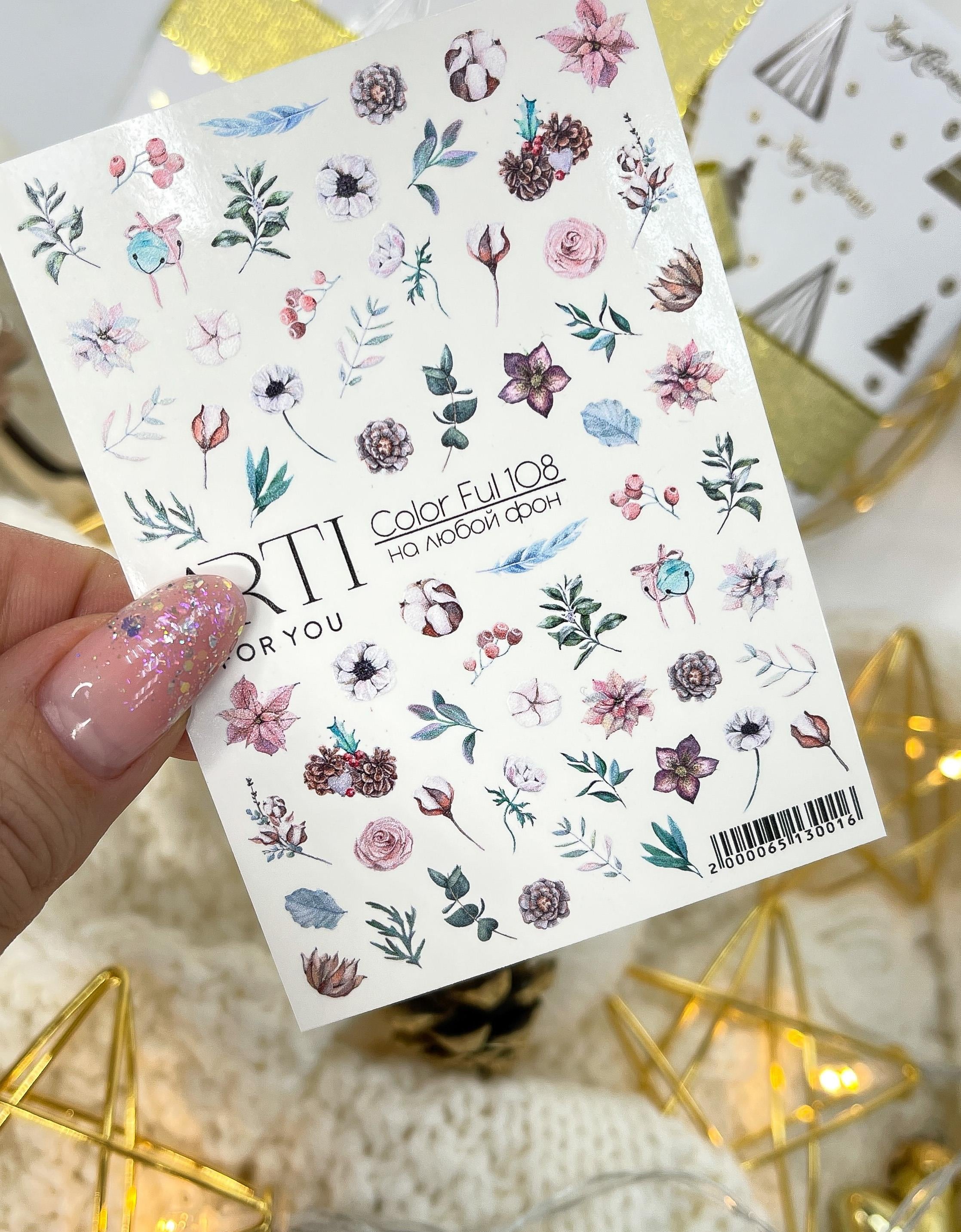 Stiker 108 Tırnak stiker Çiçek temalı
