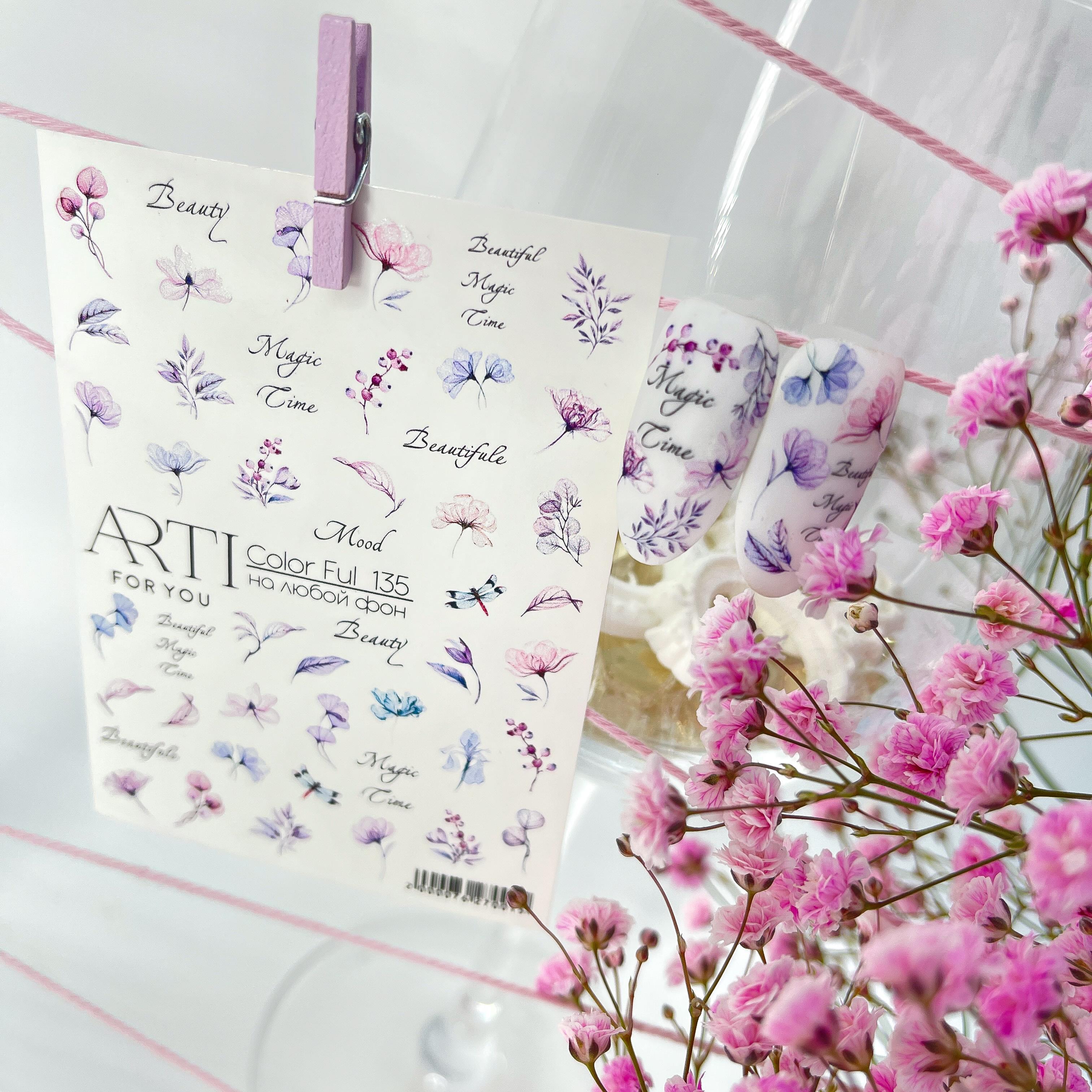 Stiker 135 Tırnak stiker Çiçek temalı