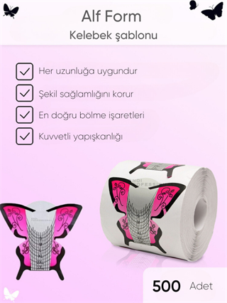 Alt form şablon extra yapışkanlı - Kelebek - 500 adet