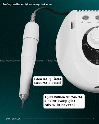 Dr. Alex SP-100 Profesyonel Manikür ve Pedikür Cihazı – 100W, 45.000 Devir, 32V, Beyaz Renk
