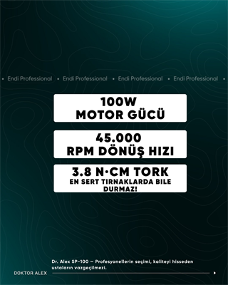 Dr. Alex SP-100 Profesyonel Manikür ve Pedikür Cihazı – 100W, 45.000 Devir, 32V, Beyaz Renk