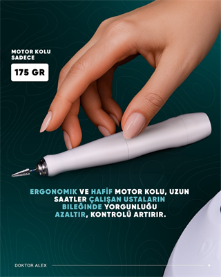 Dr. Alex SP-110 Profesyonel Manikür ve Pedikür Cihazı – 100W, 45.000 Devir, 32V, Pedalsız Model