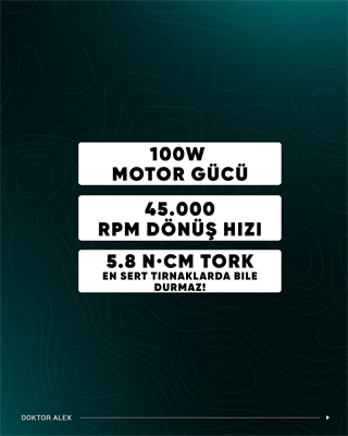 Dr. Alex SP-110 Profesyonel Manikür ve Pedikür Cihazı – 100W, 45.000 Devir, 32V, Pedalsız Model