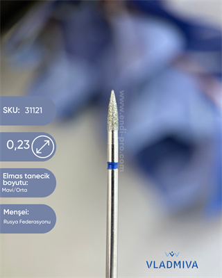 Elmas Freze başlık (Orta - Mavi) Silindir ok 0,23 mmVladMiva RussiaElmas BaşlıklarElmas Freze başlık (Orta - Mavi) Silindir ok 0,23 mm