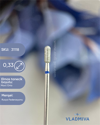 Elmas Freze başlık (Orta - Mavi) Silindir yarımküre 0,33 mmVladMiva RussiaElmas BaşlıklarElmas Freze başlık (Orta - Mavi) Silindir yarımküre 0,33 mm