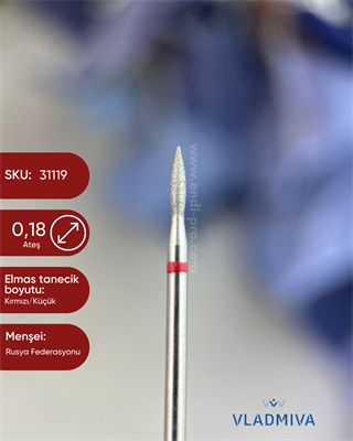 Elmas Freze başlık (Yumuşak - Kırmızı) Ateş 0,18 mmVladMiva RussiaElmas BaşlıklarElmas Freze başlık (Yumuşak - Kırmızı) Ateş 0,18 mm