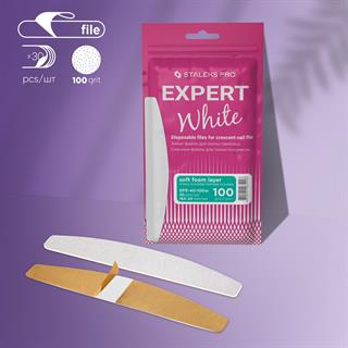 EXPERT 40 Yarım Ay Törpü İçin Yedek Yumuşak Tabanlı Beyaz Törpüler, 100 Grit (30 Adet)