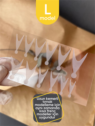 Fransız manikürü için silikon üst form şablonu - mould 12li L (6771)