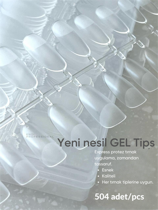 Jel tips 504 adet/pcs kutuda - Oval şeffaf matlaştırılmış hazır tips