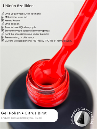 Kalıcı oje Endless Classic serisi 15 ml Citrus Birst