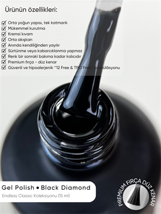 Kalıcı oje Endless Classic serisi 15 ml Black Diamond - Siyah