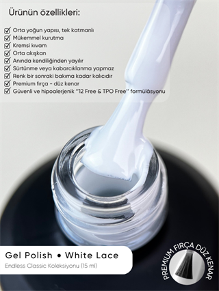 Kalıcı oje Endless Classic serisi 15 ml White Lace - Beyaz