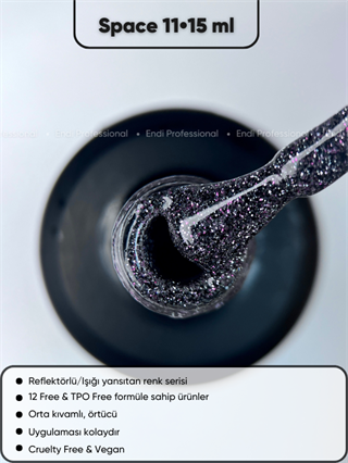 Kalıcı oje Işığı yansıtan serisi 15 ml Space 11