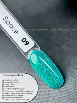 Kalıcı oje Işığı yansıtan serisi 15 ml Space 09