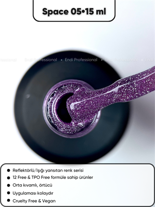 Kalıcı oje Işığı yansıtan serisi 15 ml Space 05