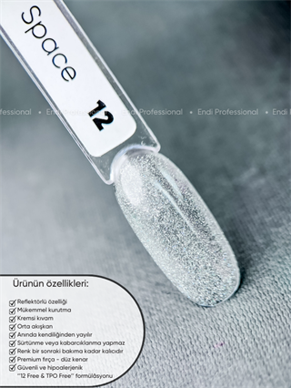 Kalıcı oje Işığı yansıtan serisi 15 ml Space 12