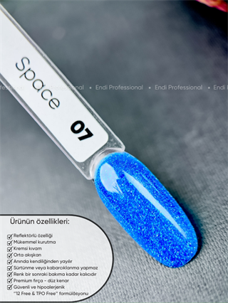 Kalıcı oje Işığı yansıtan serisi 15 ml Space 07